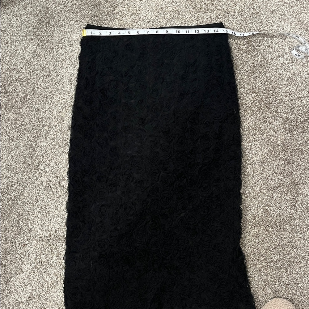 Lulu’s Luxurious Energy Black Tulle Rosette High-Waisted Midi Skirt in Black - Picture 12 of 13